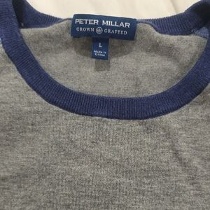 Peter Millar Men's Crewneck Sweater in Gray and Navy
